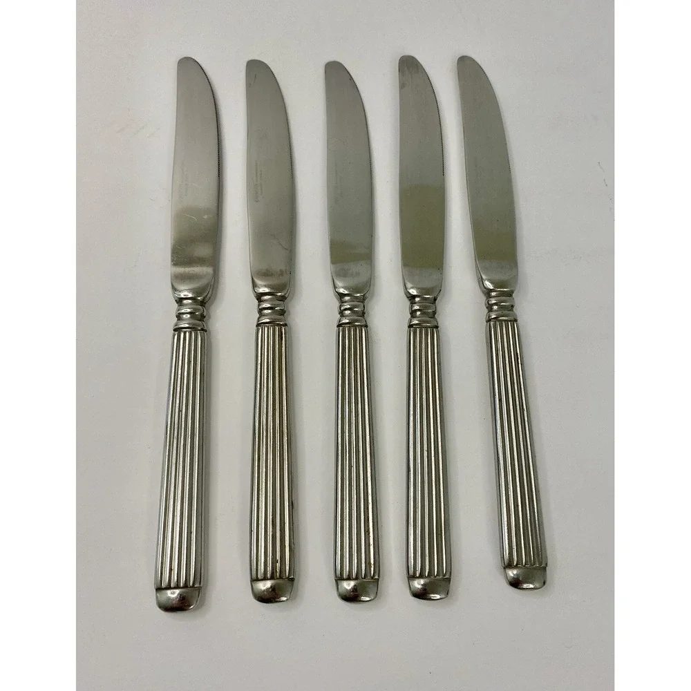 Hampton Silversmiths MONUMENT Ribbed 18/10 Dinner Knives Set Of 5 Knife
